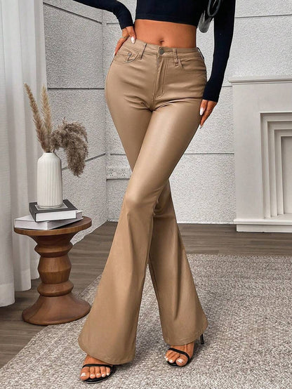 Canmore Coated Faux Leather Flare Pants for Tall Women