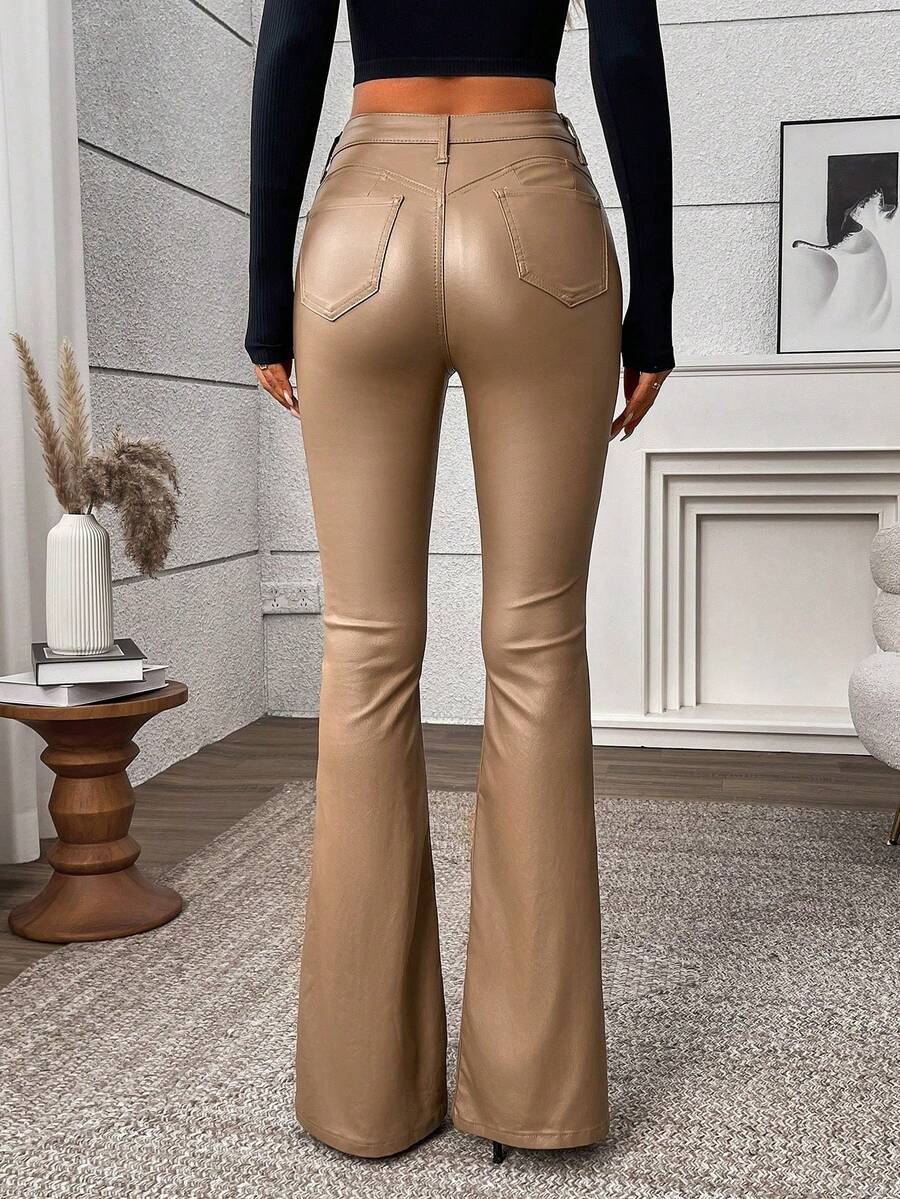 Canmore Coated Faux Leather Flare Pants for Tall Women