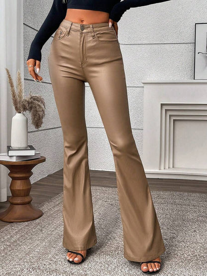 Canmore Coated Faux Leather Flare Pants for Tall Women