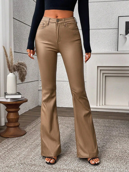 Canmore Coated Faux Leather Flare Pants for Tall Women