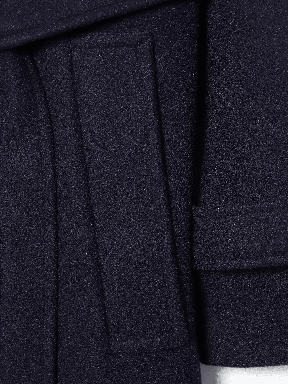 Laurel Double Breasted Belted Long Coat with Peak Lapels - Navy