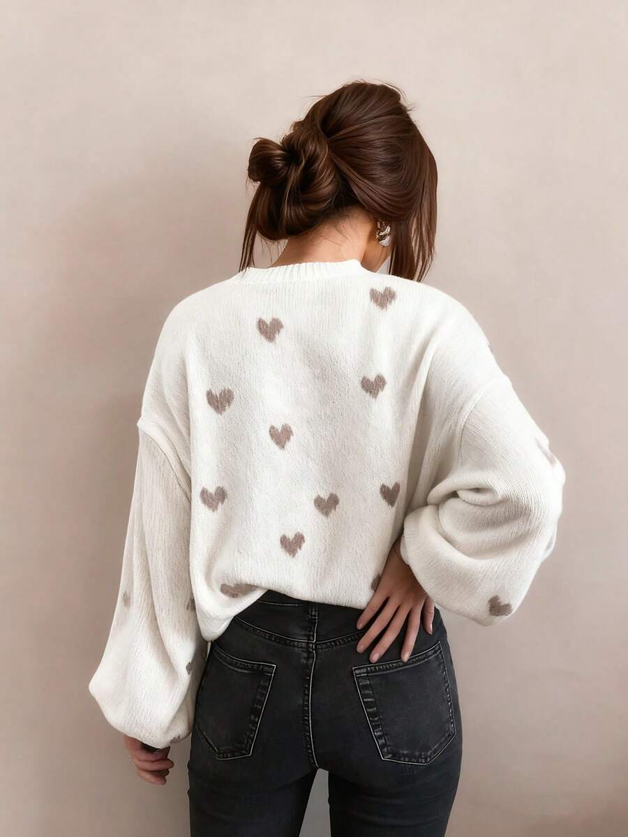 Cumbria Heart Pattern Loose Knit Sweater