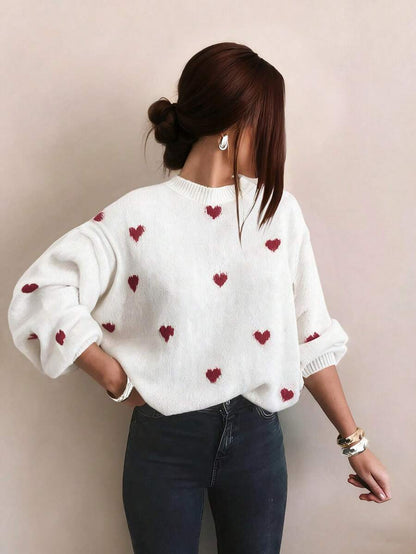 Cumbria Heart Pattern Loose Knit Sweater