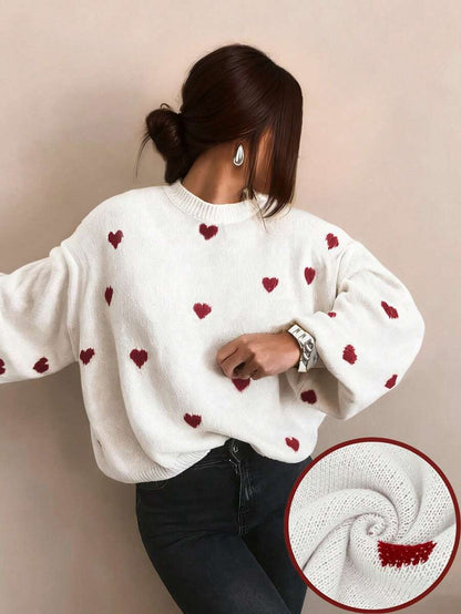 Cumbria Heart Pattern Loose Knit Sweater