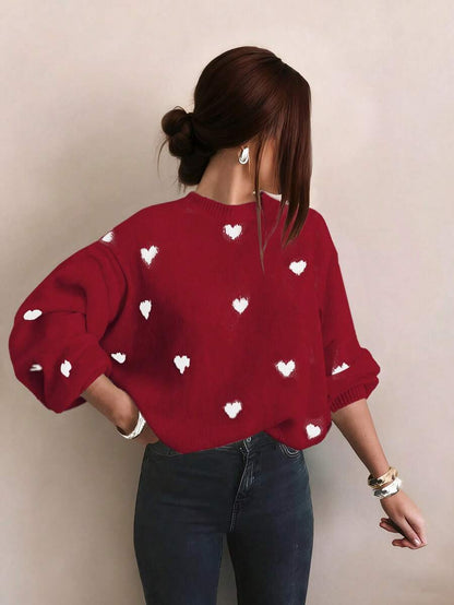 Cumbria Heart Pattern Loose Knit Sweater