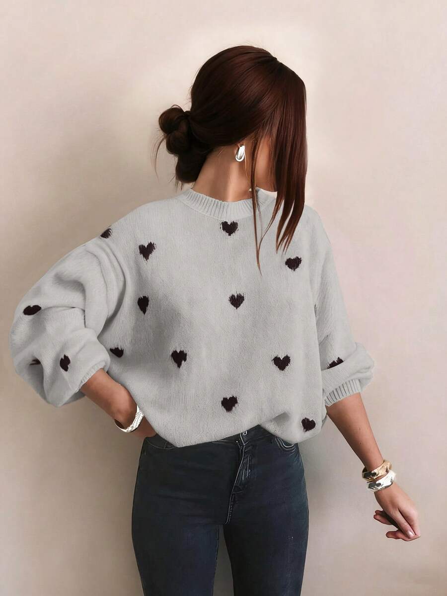 Cumbria Heart Pattern Loose Knit Sweater