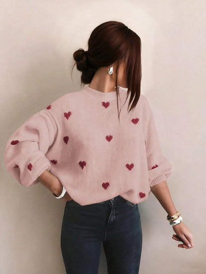 Cumbria Heart Pattern Loose Knit Sweater