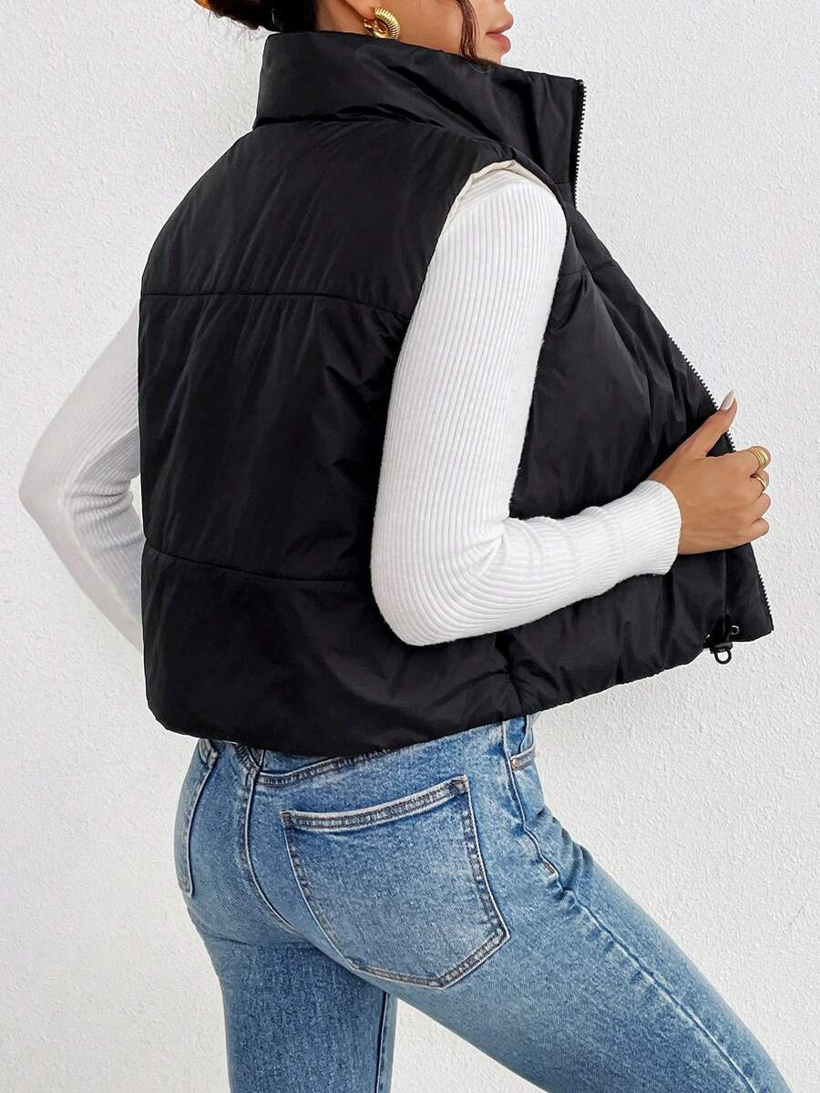 Hallstatt Short Zip Front Puffer Vest with Stand Collar