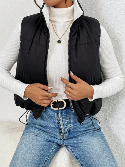 Hallstatt Short Zip Front Puffer Vest with Stand Collar