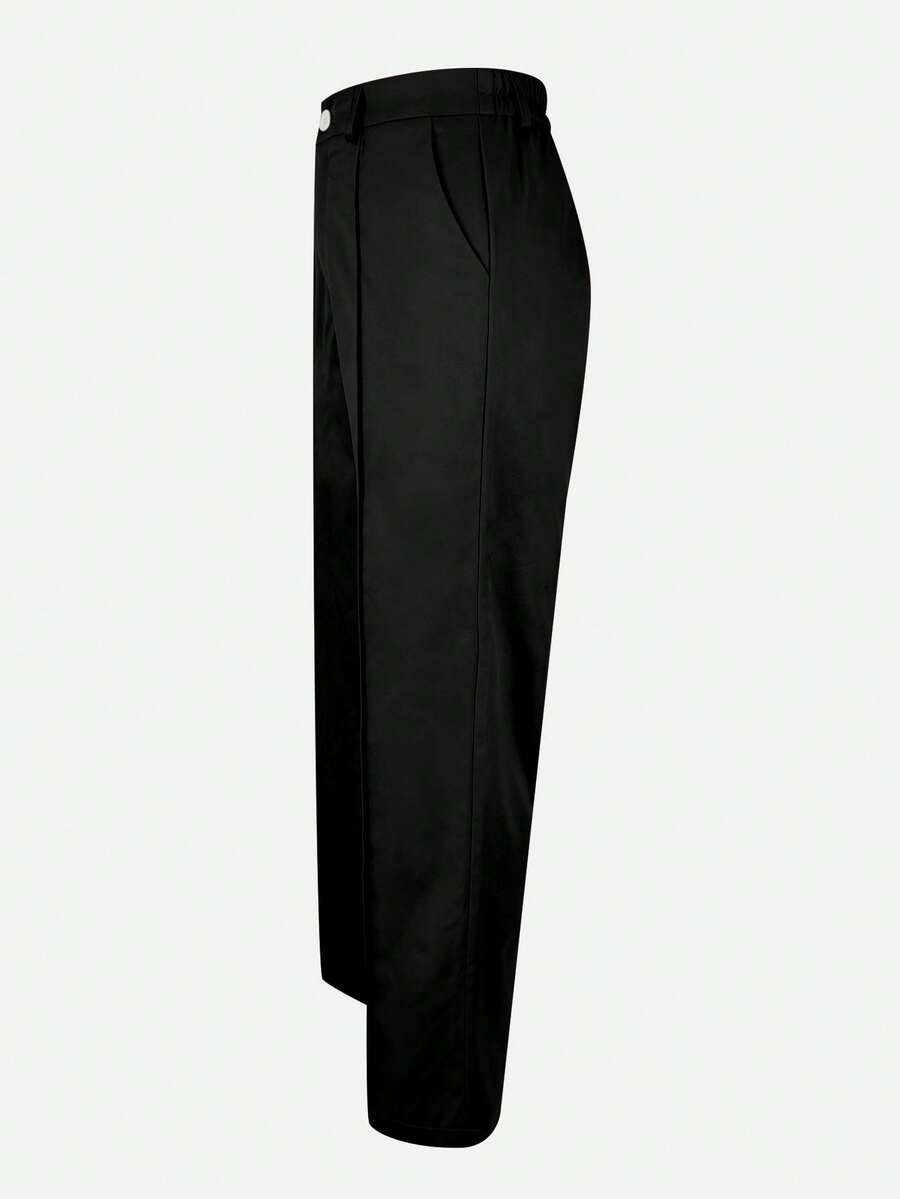 Honora High Waist Seamed Straight Leg Trousers - Black