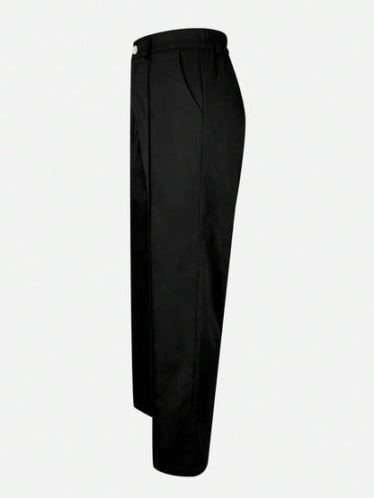 Honora High Waist Seamed Straight Leg Trousers - Black