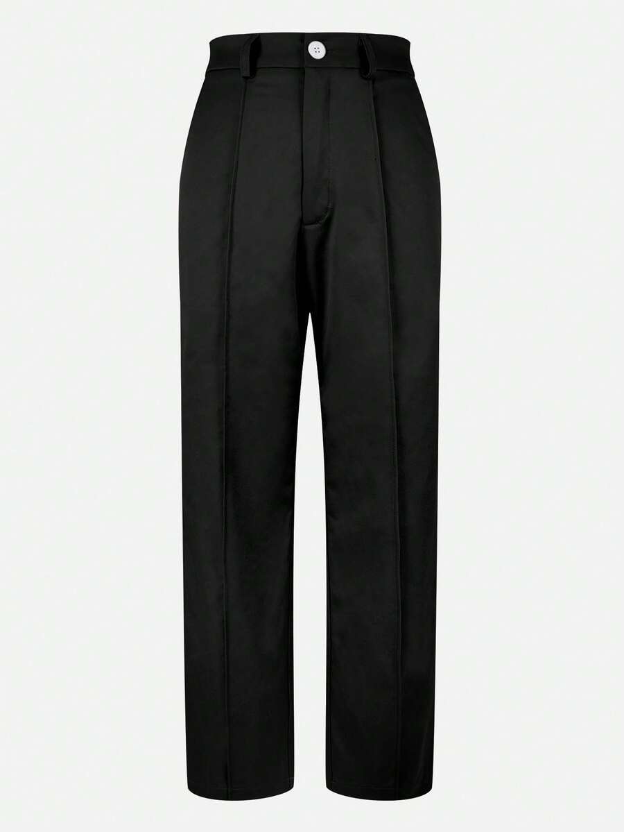 Honora High Waist Seamed Straight Leg Trousers - Black
