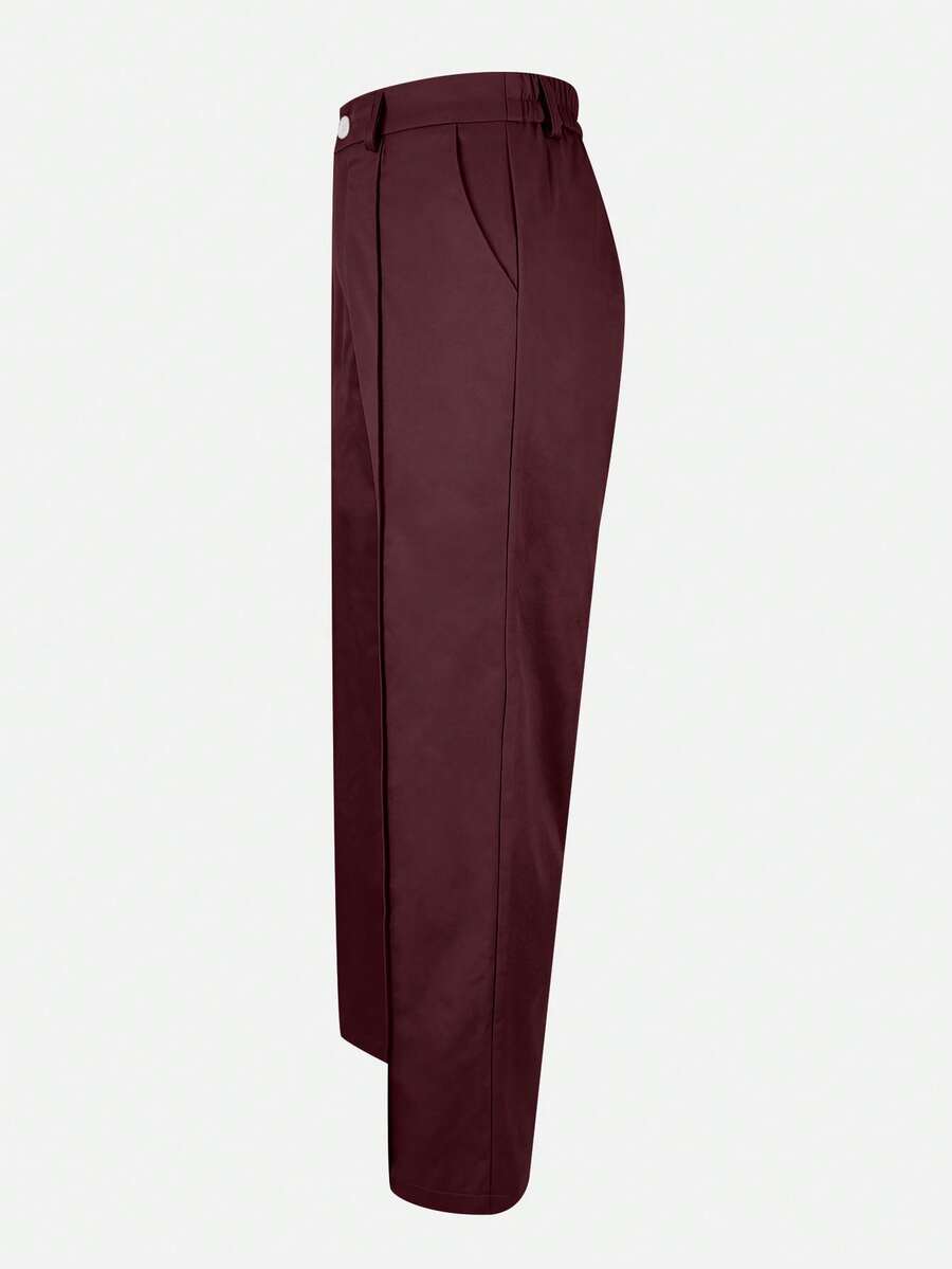 Honora High Waist Seamed Straight Leg Trousers - Burgundy