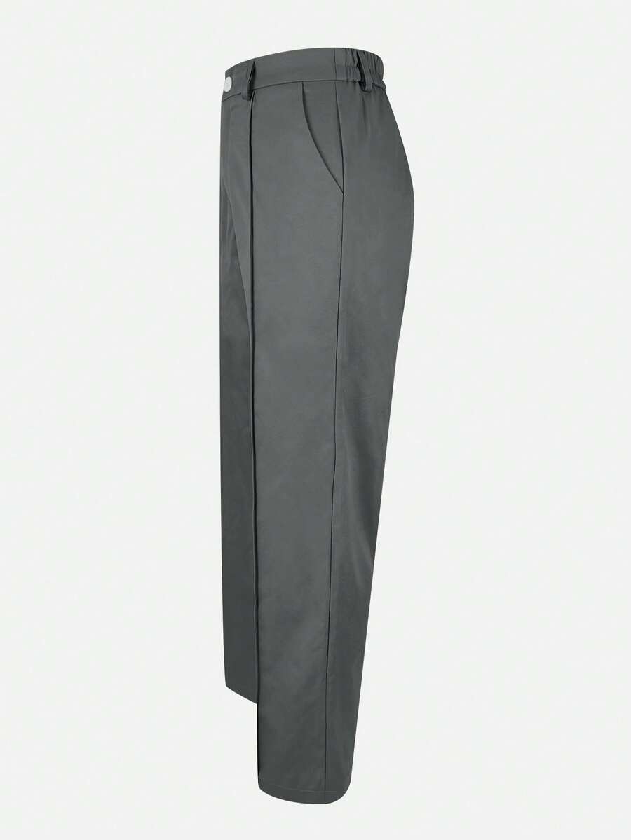 Honora High Waist Seamed Straight Leg Trousers - Dark Grey