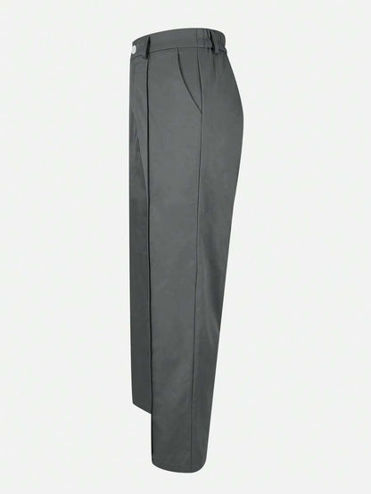 Honora High Waist Seamed Straight Leg Trousers - Dark Grey