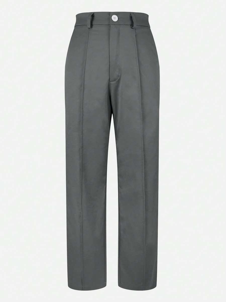 Honora High Waist Seamed Straight Leg Trousers - Dark Grey