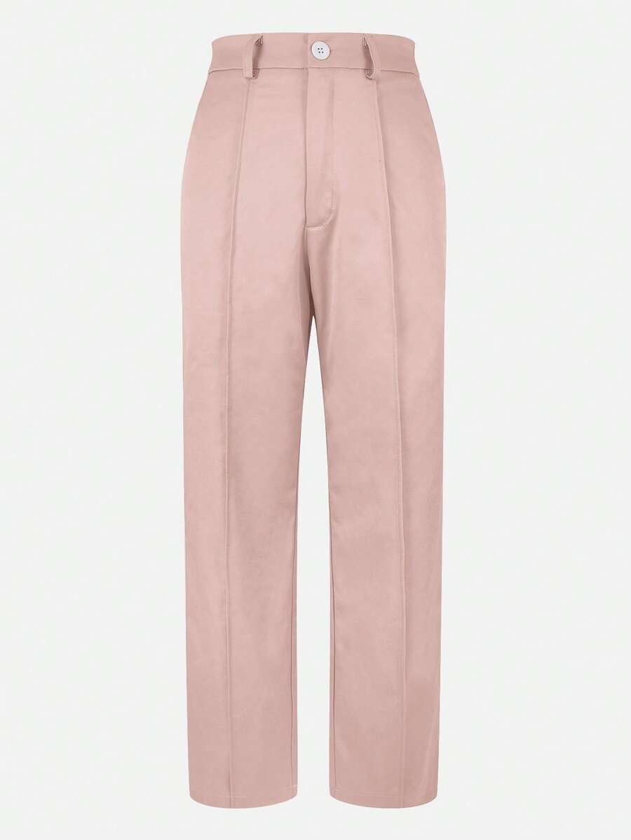 Honora High Waist Seamed Straight Leg Trousers - Blush Pink