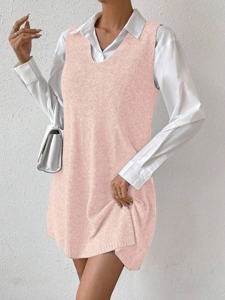 Amara Marled Knit Sleeveless Sweater Dress - Black