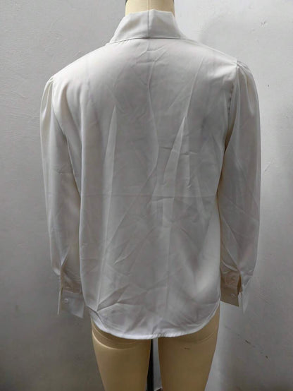 Versailles Satin Bow Tie Neck Long Sleeve Blouse