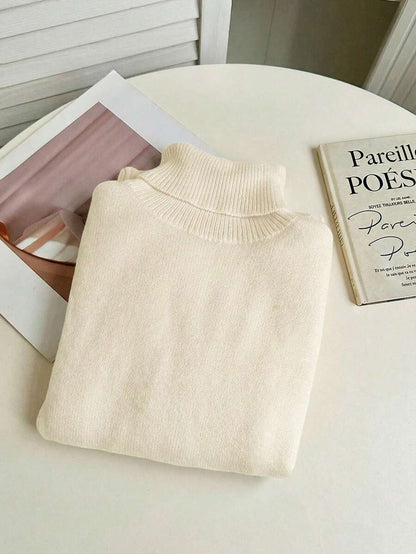 Penelope Thermal Lined Fitted High Neck Knit Sweater - Black