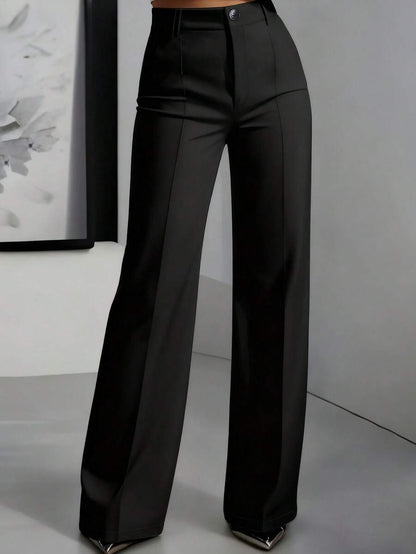 Marcella Tailored High Waist Straight Leg Trousers - Black