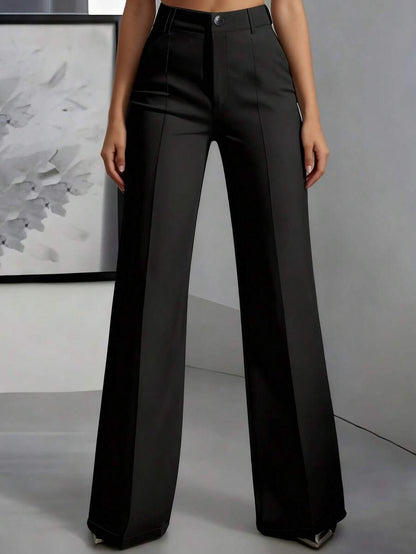 Marcella Tailored High Waist Straight Leg Trousers - Black