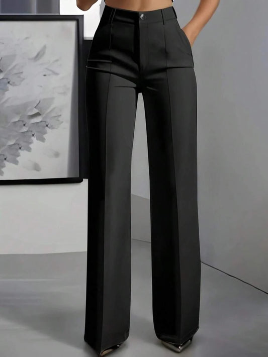 Marcella Tailored High Waist Straight Leg Trousers - Black