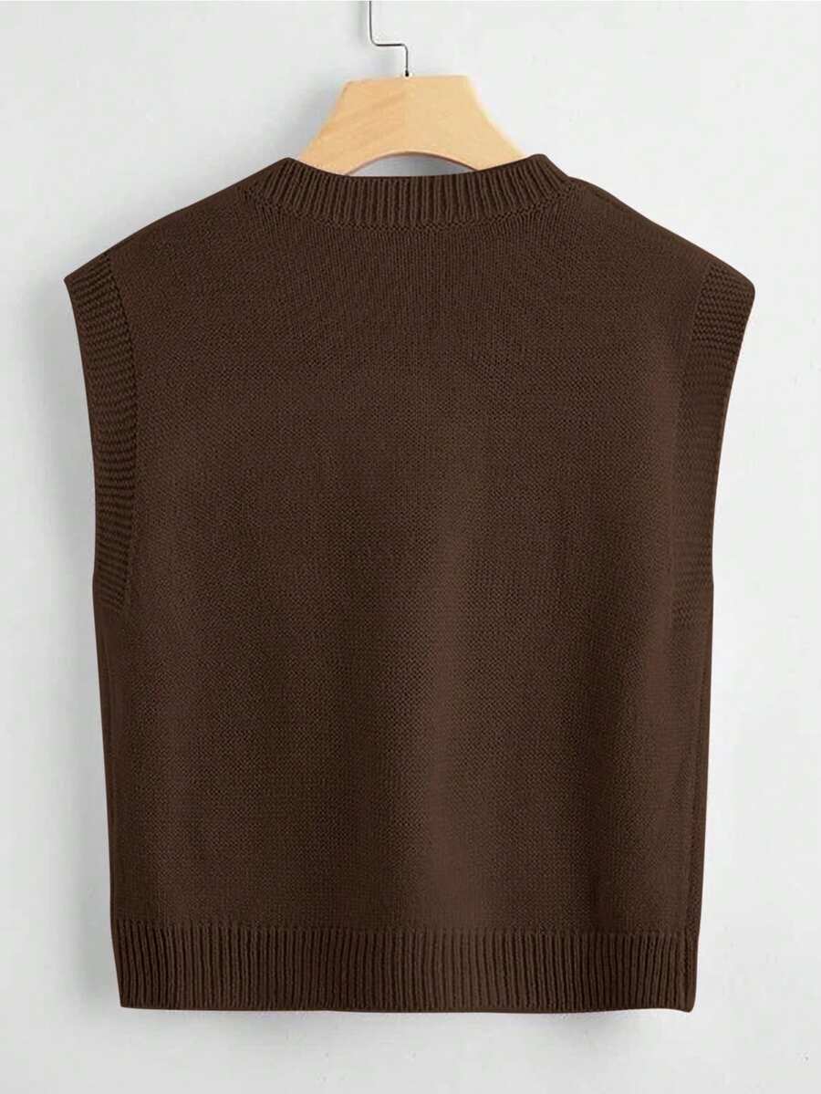 Marisa Fine Knit V-Neck Sleeveless Sweater Vest - Maroon