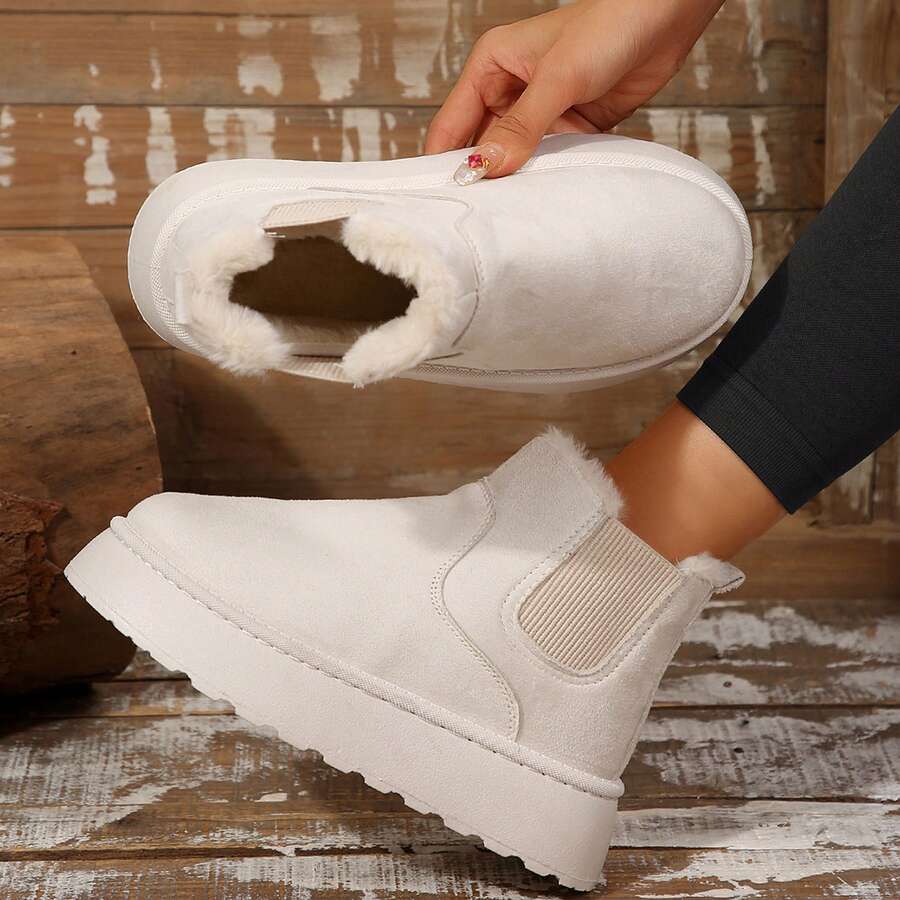 Women's Suede Winter Platform Boots Fuzzy Fluffy Boots Outdoor Mensa