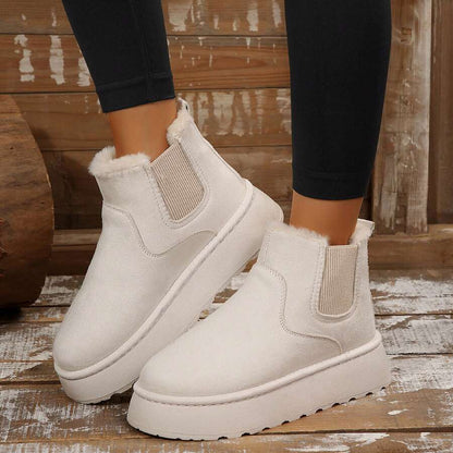 Women's Suede Winter Platform Boots Fuzzy Fluffy Boots Outdoor Mensa