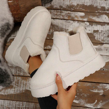 Women's Suede Winter Platform Boots Fuzzy Fluffy Boots Outdoor Mensa