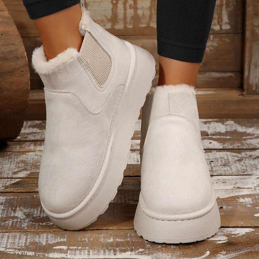 Women's Suede Winter Platform Boots Fuzzy Fluffy Boots Outdoor Mensa