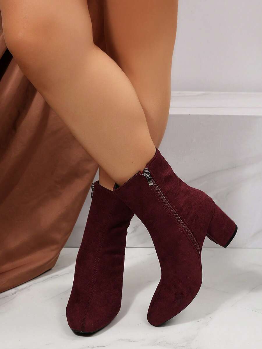 Kennd Celebrity Style Square Toe Tall Boots, Slim Fit Leather Look Chunky Heel Long Boots, Lace-Up Ride Boot For Women, Autumn/Winter With Fur Lining,Boots For Women Mensa