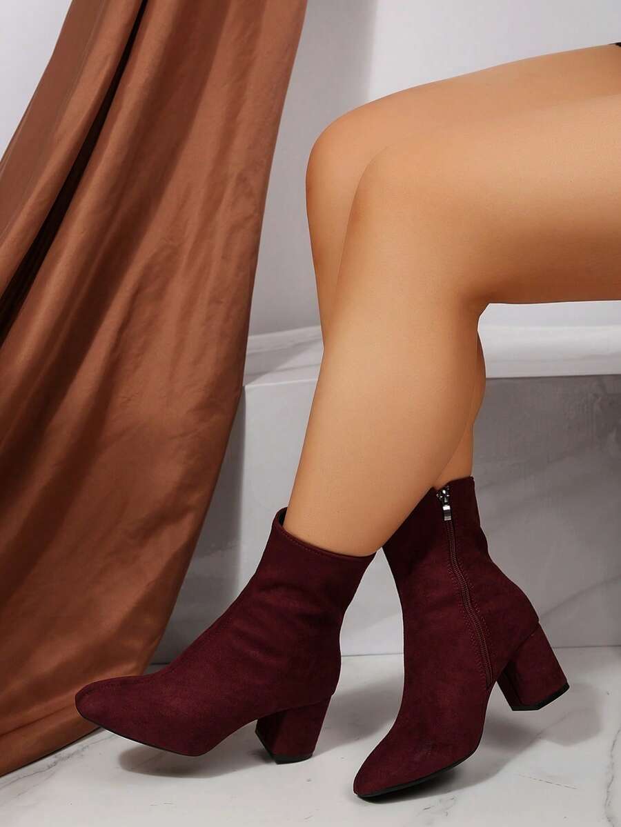 Kennd Celebrity Style Square Toe Tall Boots, Slim Fit Leather Look Chunky Heel Long Boots, Lace-Up Ride Boot For Women, Autumn/Winter With Fur Lining,Boots For Women Mensa