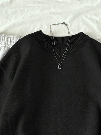 Women's Oversized Crew Neck Pullover Sweater, Relaxed Knit Sweater for Fall Winter - Blue