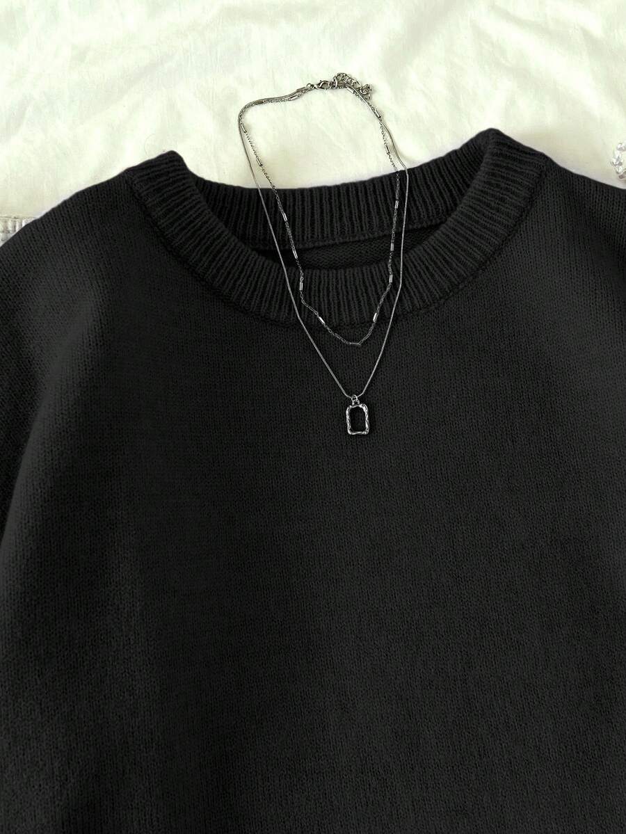 Women's Oversized Crew Neck Pullover Sweater, Relaxed Knit Sweater for Fall Winter - Apricot