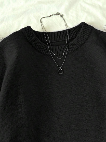 Women's Oversized Crew Neck Pullover Sweater, Relaxed Knit Sweater for Fall Winter - Apricot