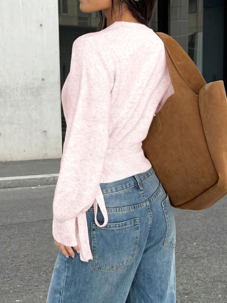 Salzburg Wrap Tie Waist Knit Cardigan Sweater