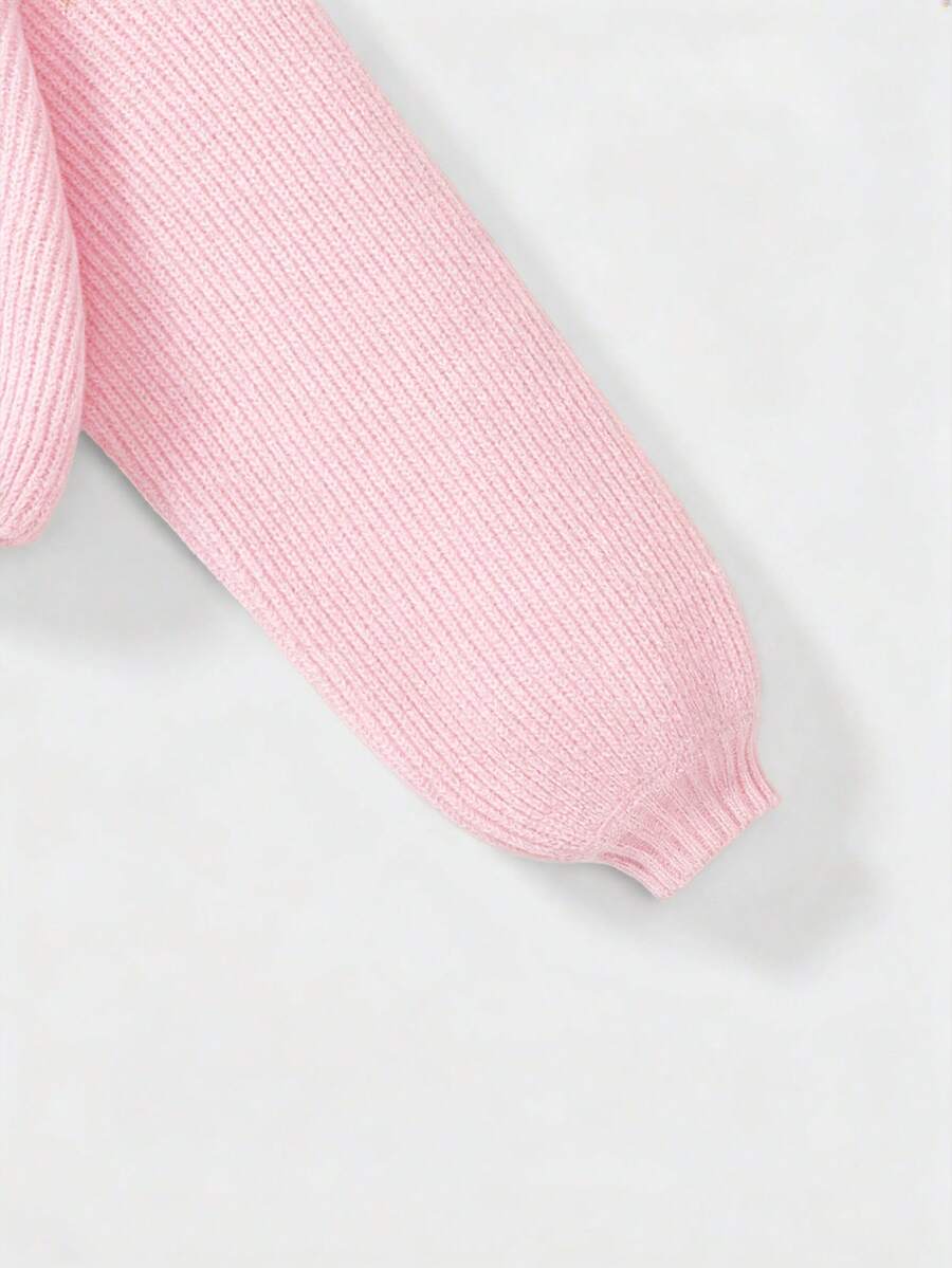 Louisa Ribbed Knit Cropped Turtleneck Pullover Sweater - Pink