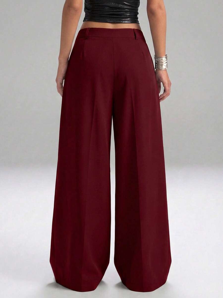 Carlotta High Waisted Straight Leg Trousers with Zip Fly - Black