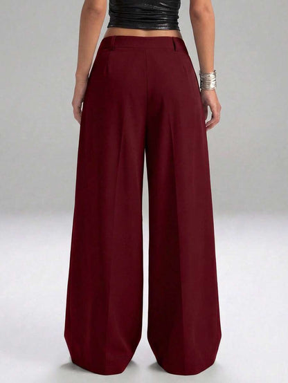 Carlotta High Waisted Straight Leg Trousers with Zip Fly - Black