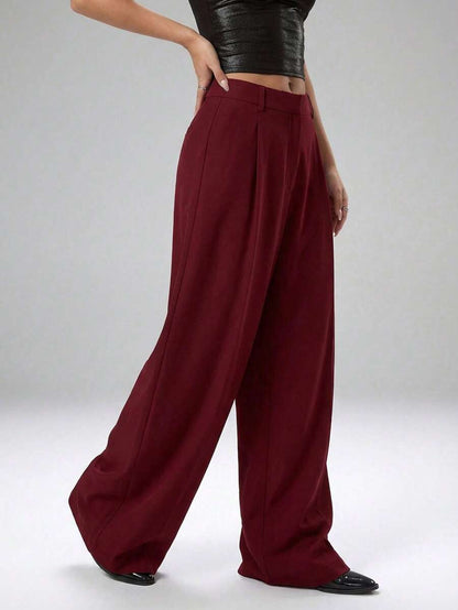 Carlotta High Waisted Straight Leg Trousers with Zip Fly - Black