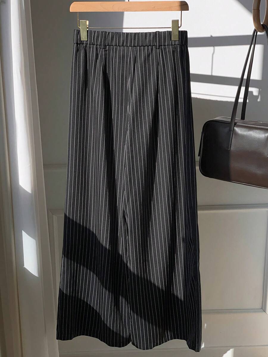 Carlotta High Waisted Straight Leg Trousers with Zip Fly - Black