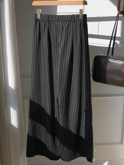 Carlotta High Waisted Straight Leg Trousers with Zip Fly - Black