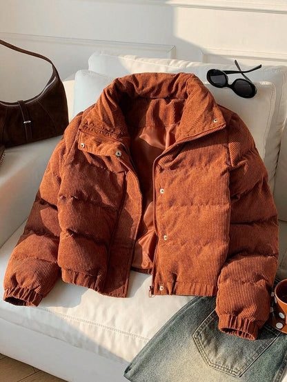 Glasgow Cropped Quilted Puffer Jacket with Funnel Neck