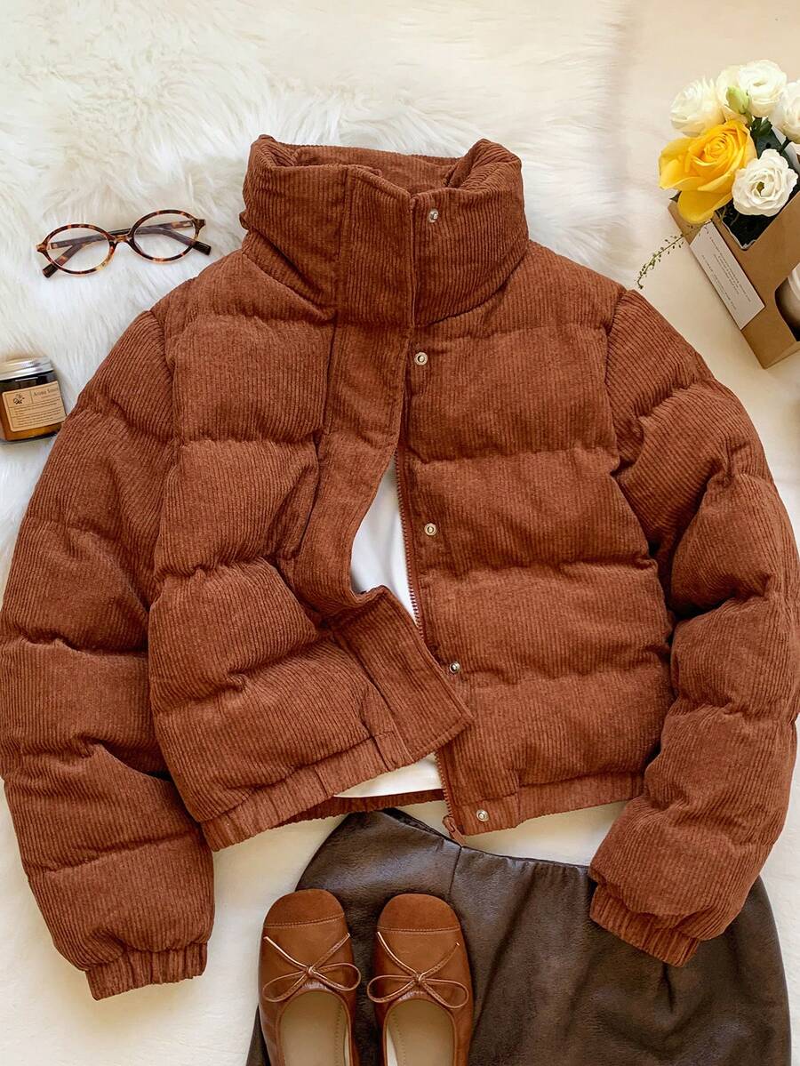 Glasgow Cropped Quilted Puffer Jacket with Funnel Neck