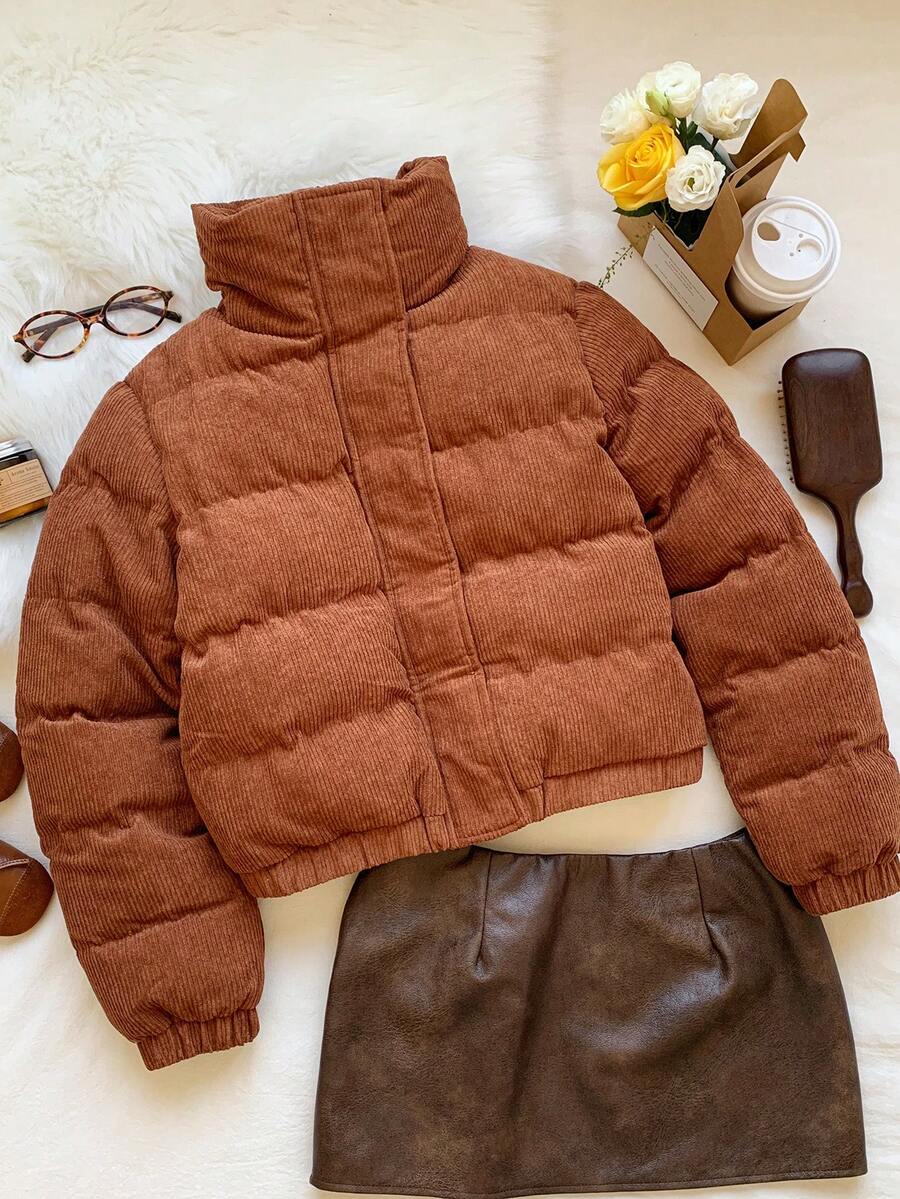 Glasgow Cropped Quilted Puffer Jacket with Funnel Neck