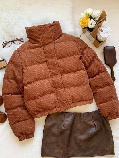 Glasgow Cropped Quilted Puffer Jacket with Funnel Neck