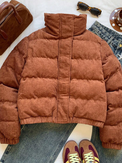 Glasgow Cropped Quilted Puffer Jacket with Funnel Neck