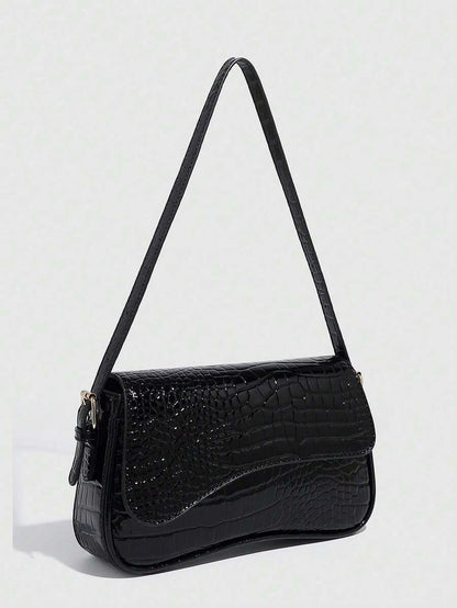 Riga Patent Faux Leather Flap Shoulder Bag
